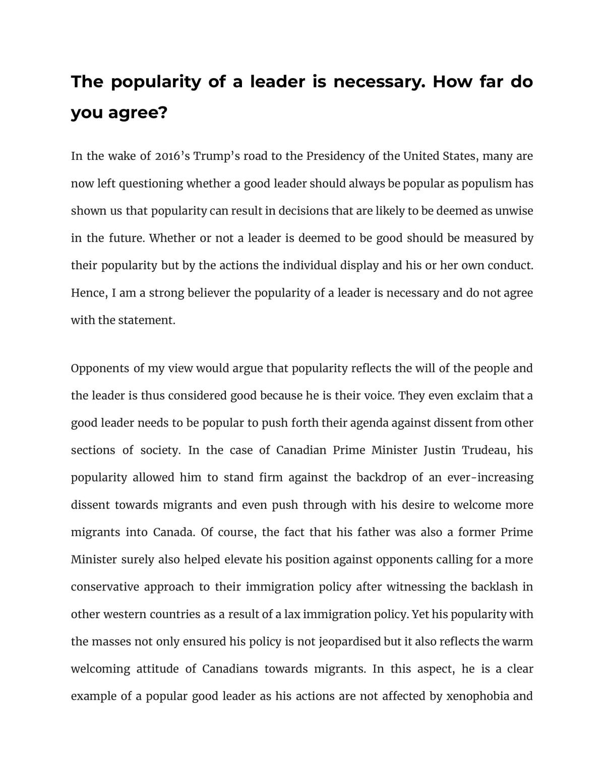 Is the popularity of a leader is necessary? - Page 1