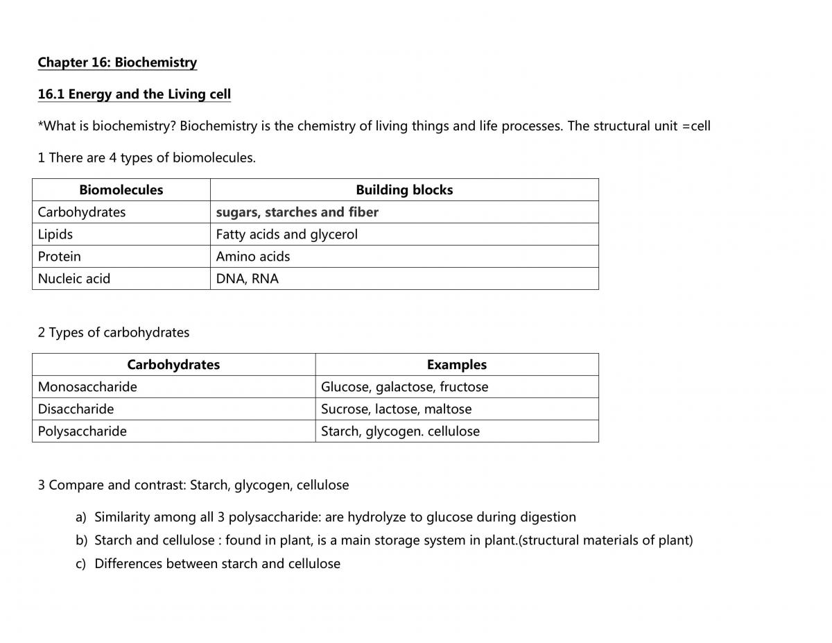 Food and Biochemistry Notes - Page 1