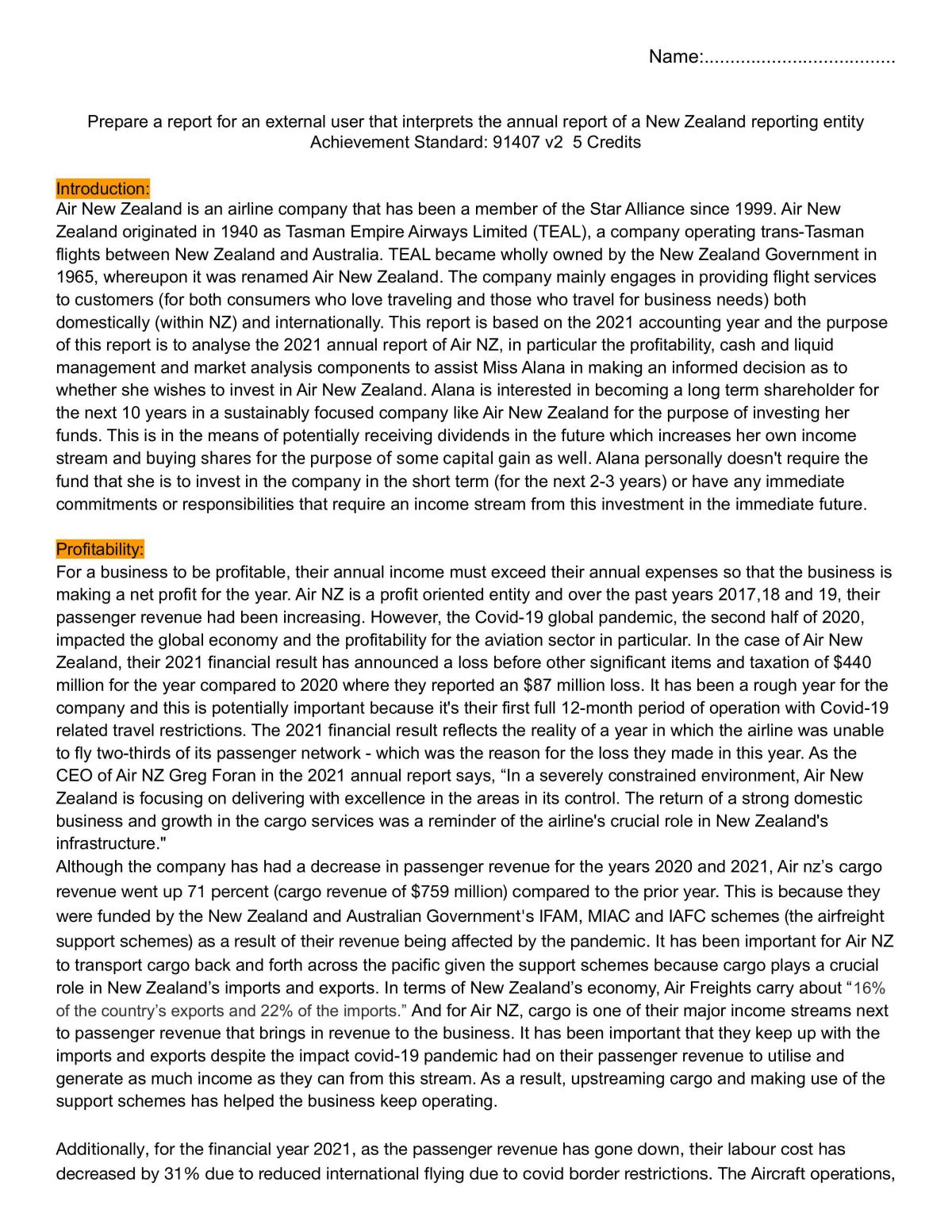 Achievement standard 91407 Accounting level 3 - Page 1
