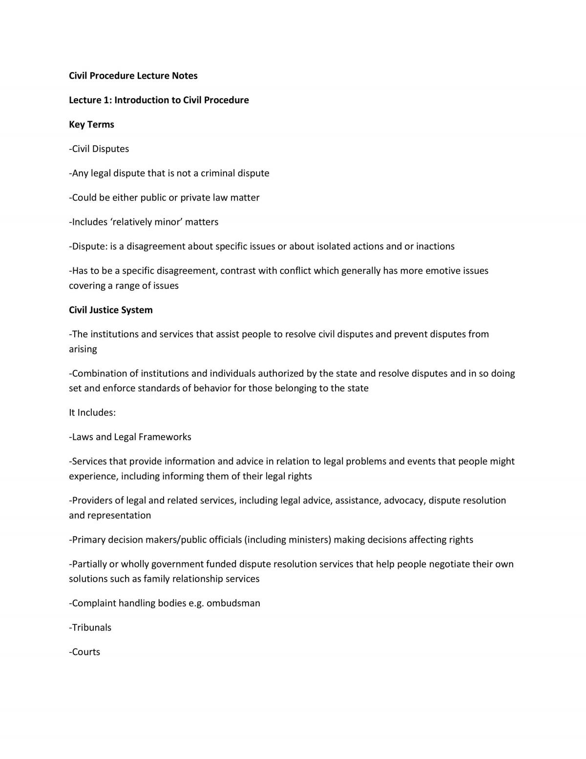 Civil Procedure Full Notes - Page 1