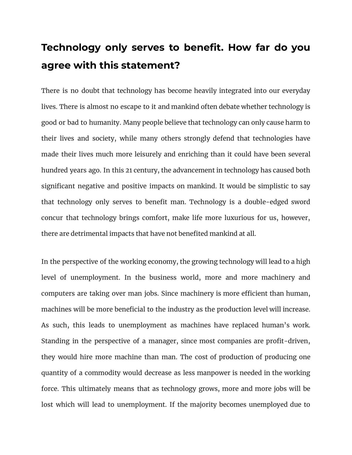 Technology only serves to benefit - Page 1