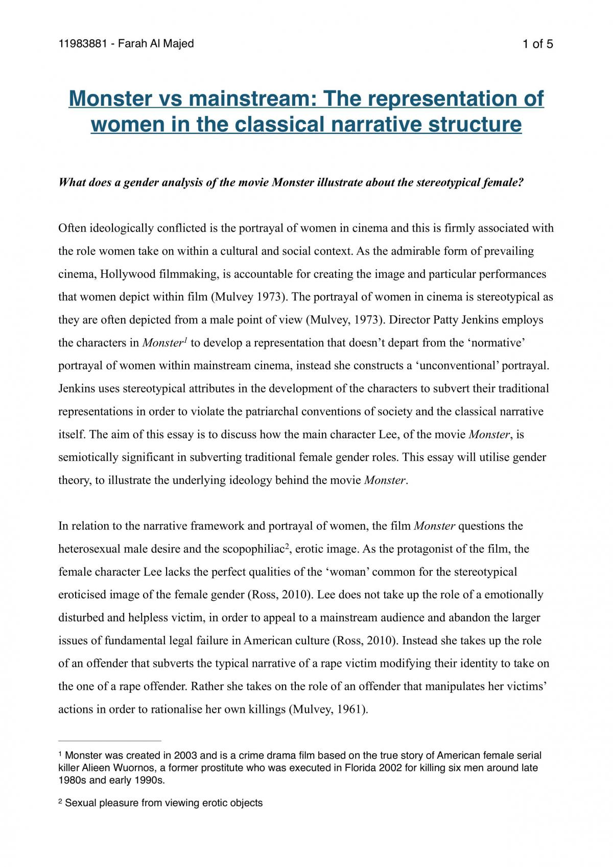 Monster vs Mainstream: The representation of Women in the Classical Narrative Structure! - Page 1