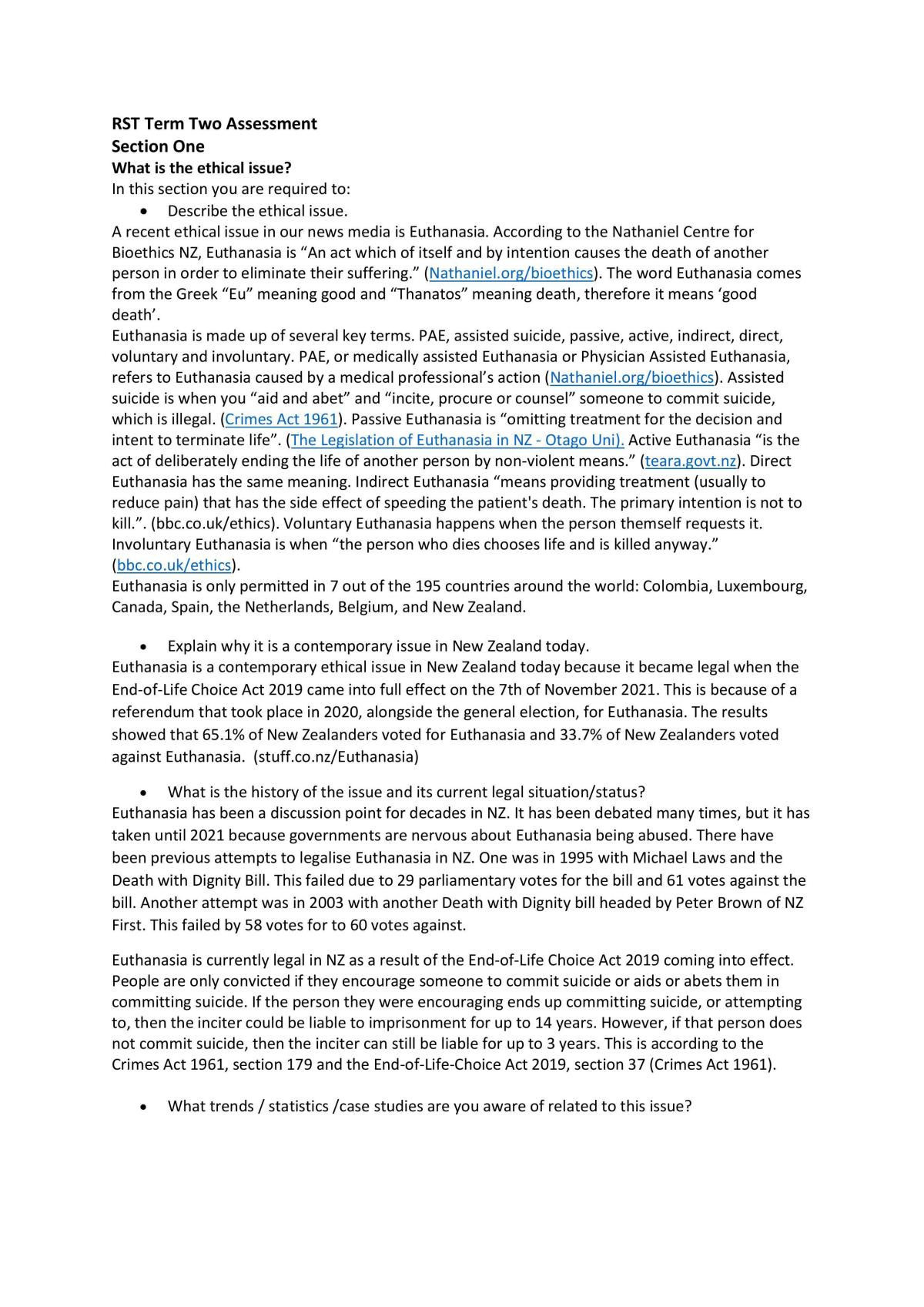 Religious Studies Euthanasia - Page 1