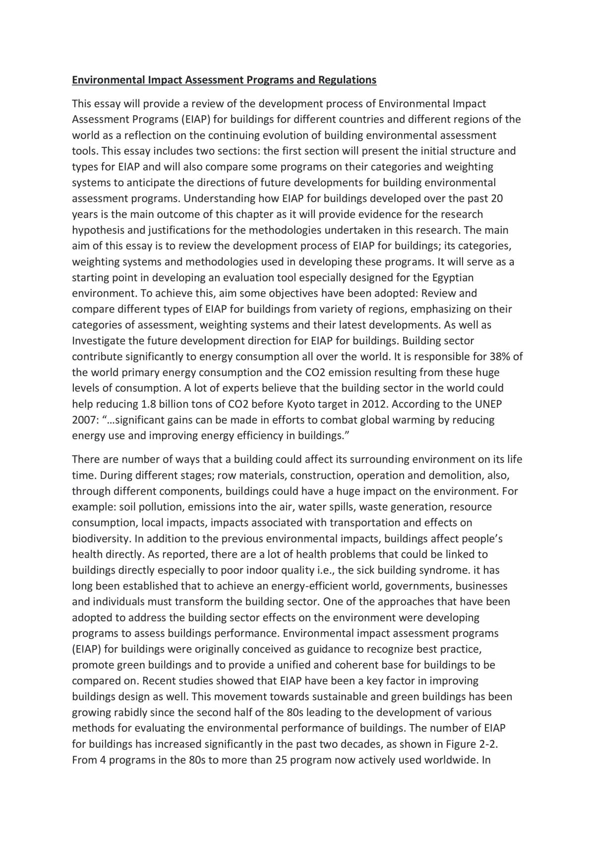 Environmental Impact Assessment Programs and Regulations - Page 1