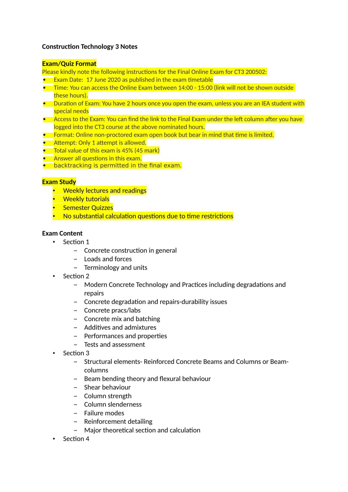 Construction Technology III notes - Page 1