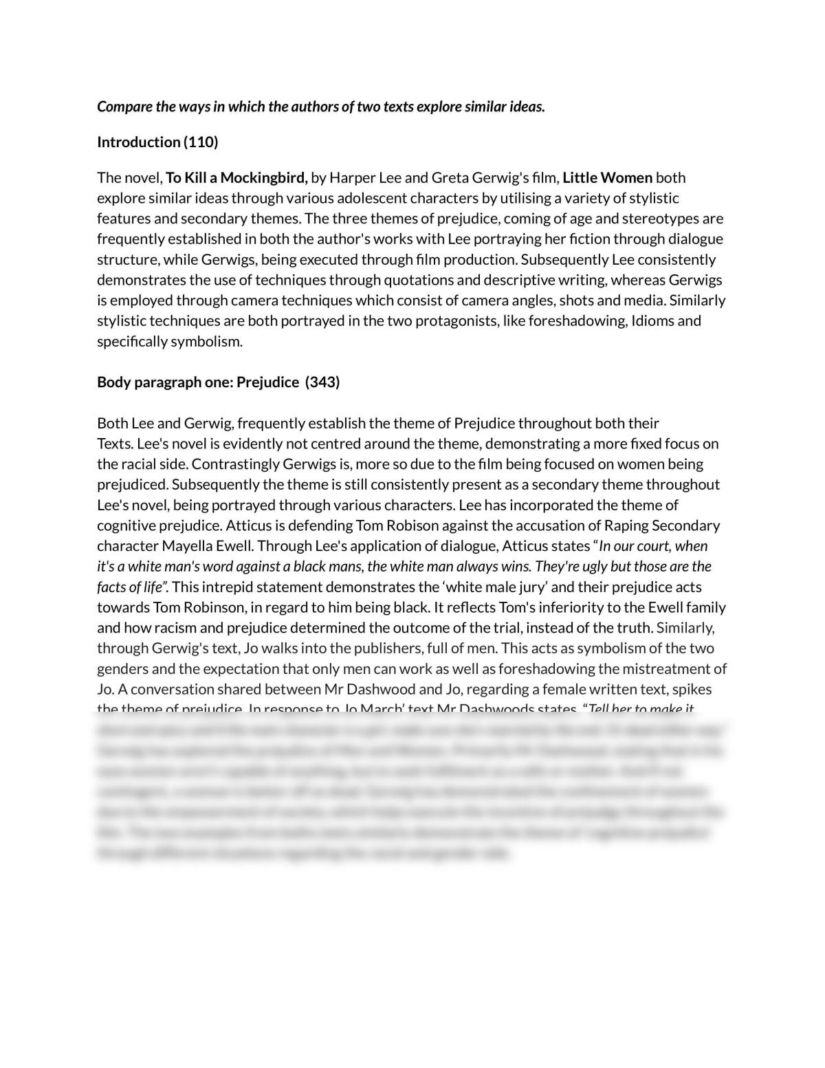 Intertextual study: comparison of To Kill a mockingbird and Little women - Page 1