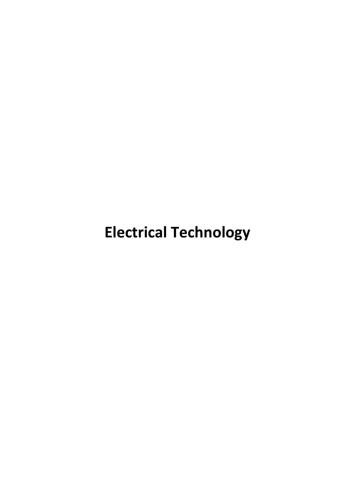 Lecture Notes -  EEU 104 Electrical Technology - Page 1