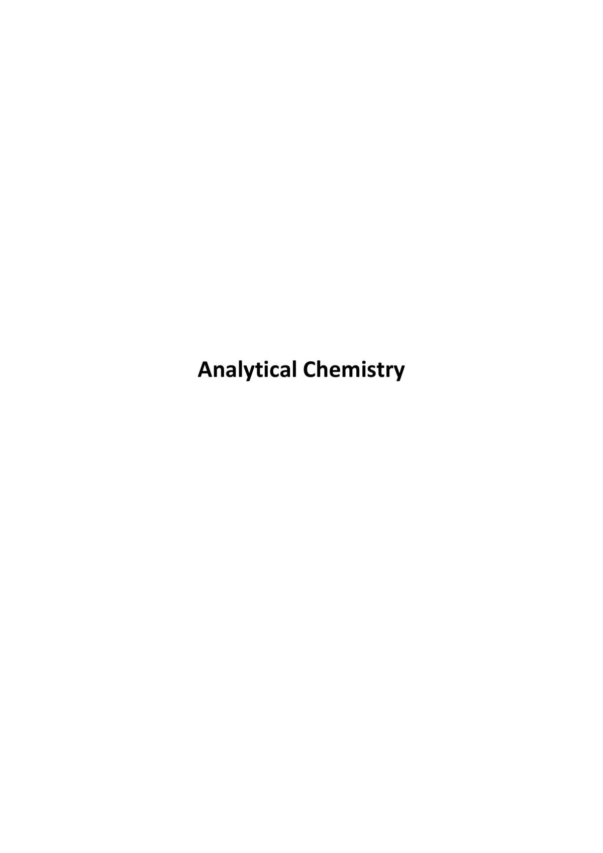 Lecture Notes - EKC 114 Analytical Chemistry - Page 1
