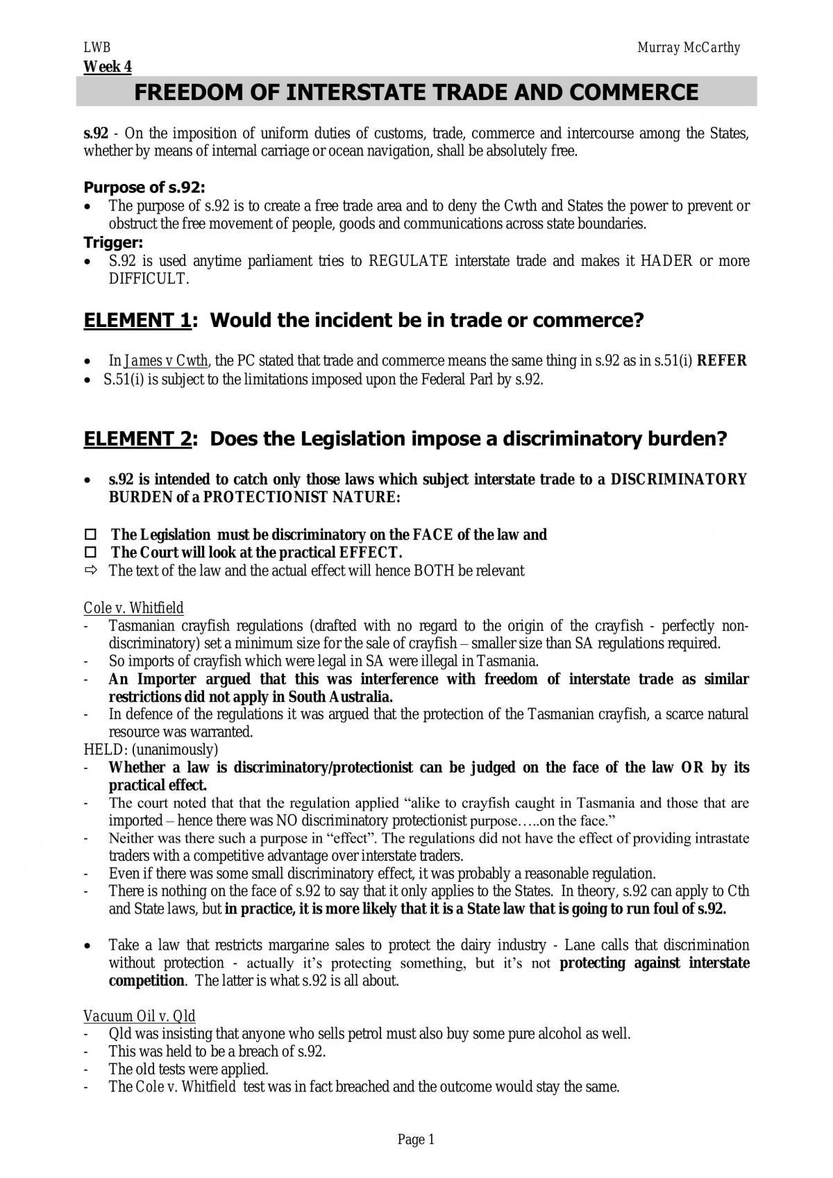 Constitutional Law Exam notes: 200009 Specific - Page 1