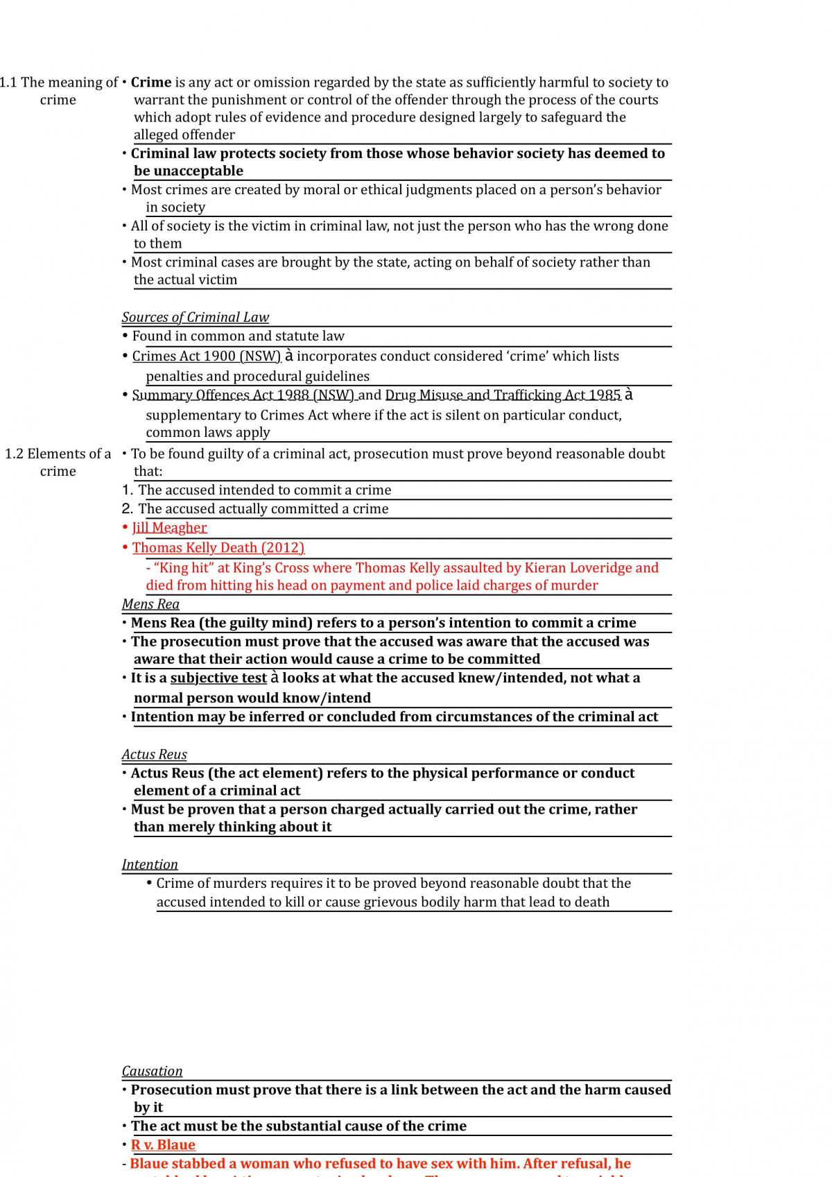 HSC Legal Studies Crime Notes - Page 1