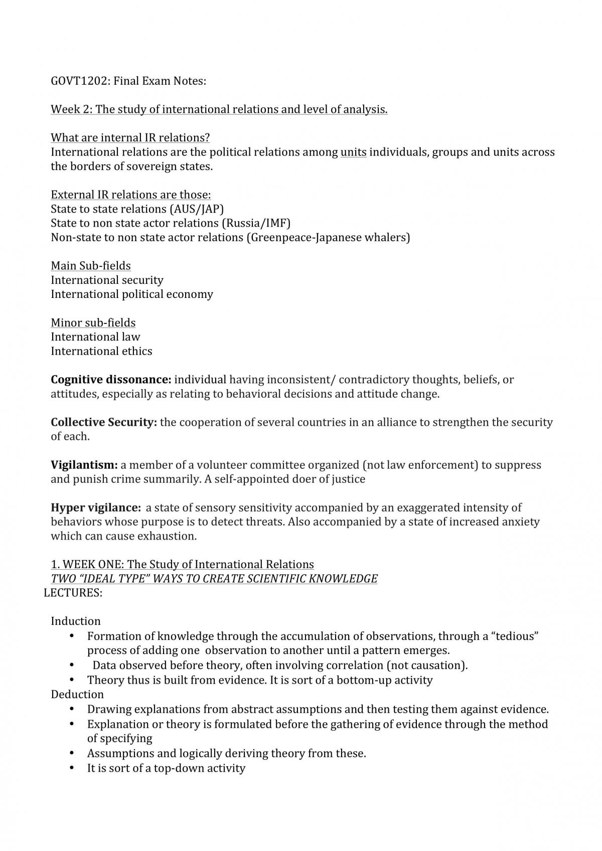 GOVT1202 Final Exam Notes, Tutorial, Readings and Lectures - Page 1