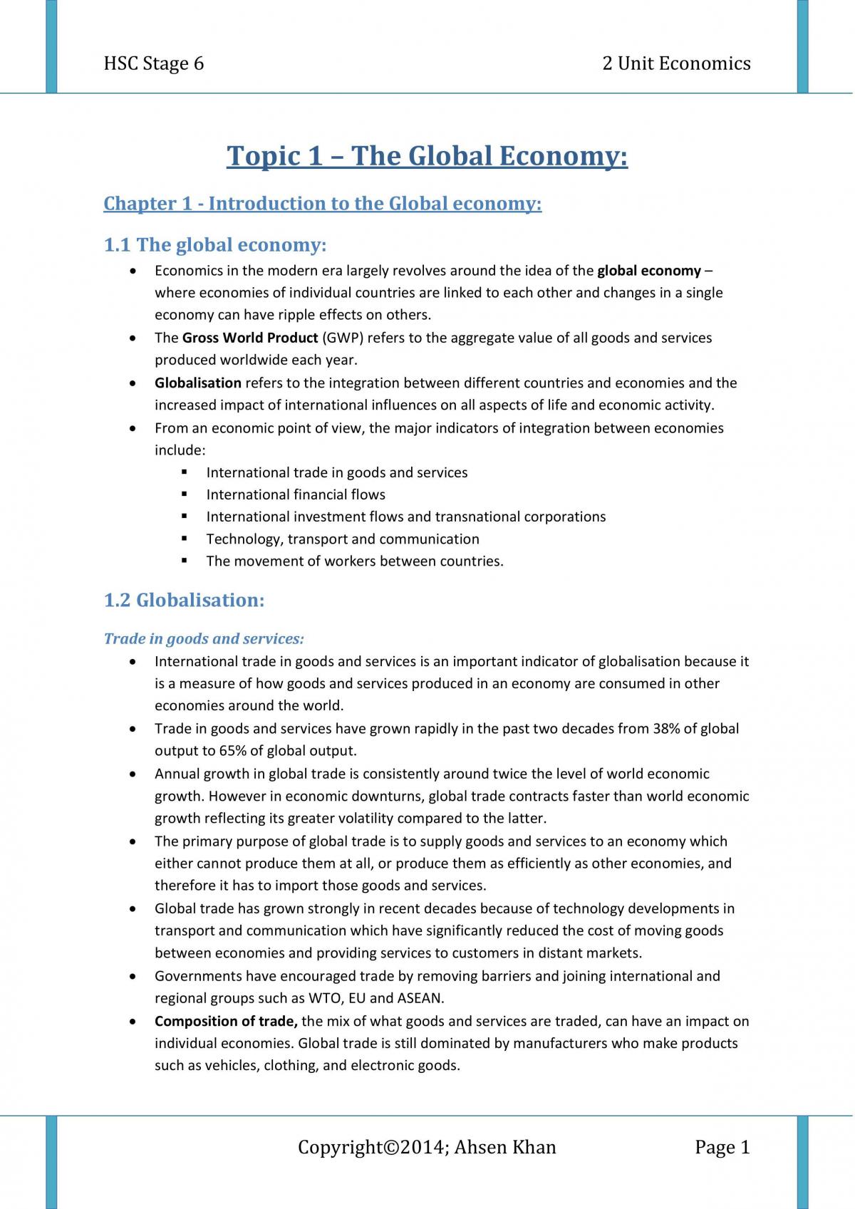 Topic 1 Notes - Page 1
