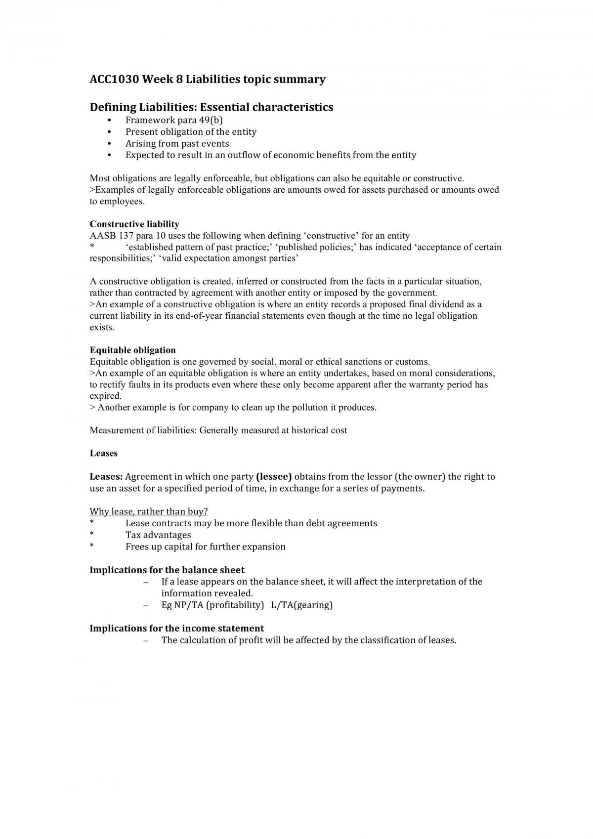 ACC1030 Liabilities Study Notes - Page 1