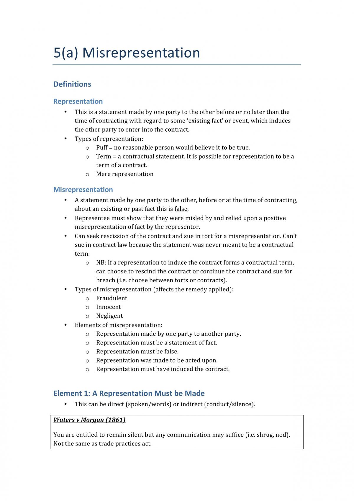 Final Exam Notes for Contracts at UTS - Page 1