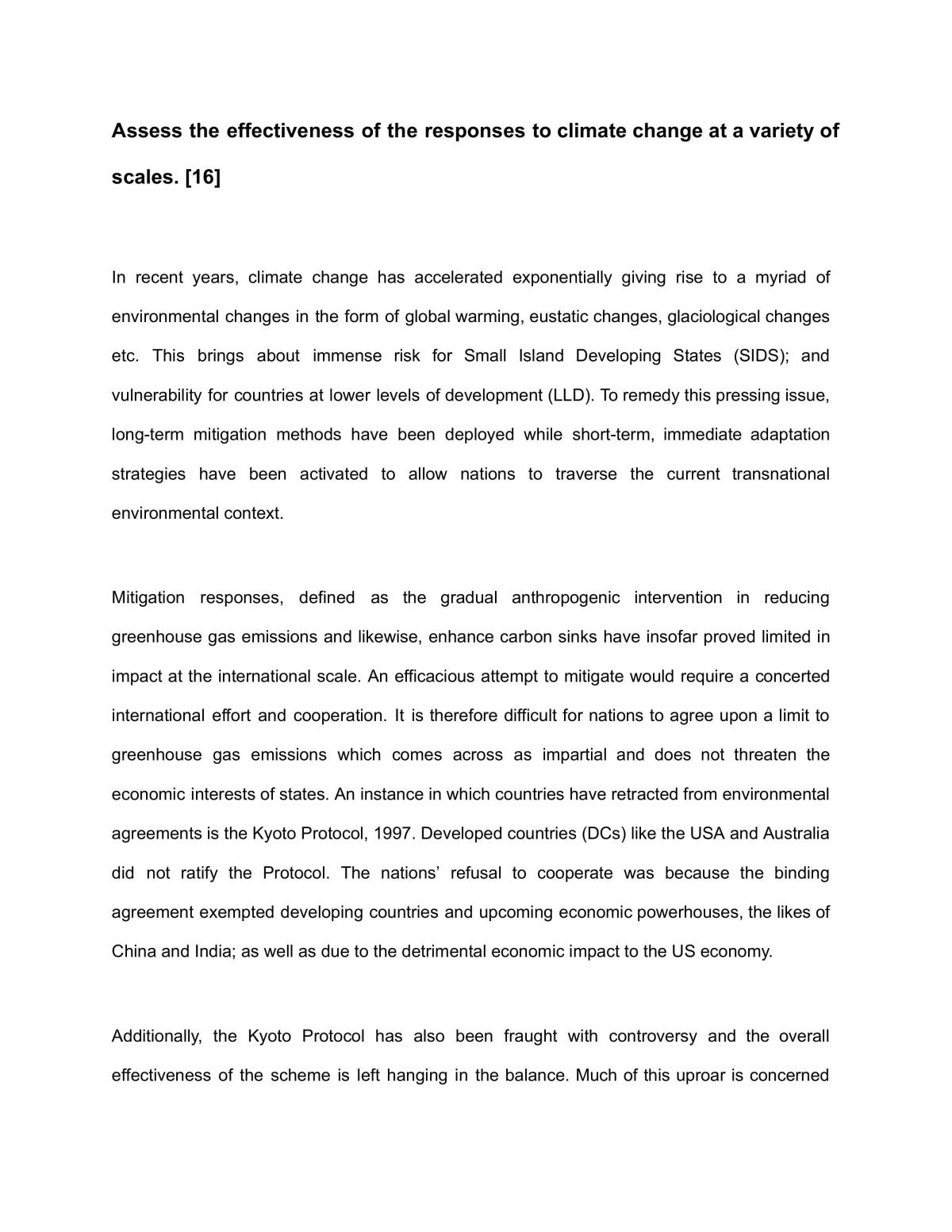 Assess the effectiveness of responses to climate change - Page 1