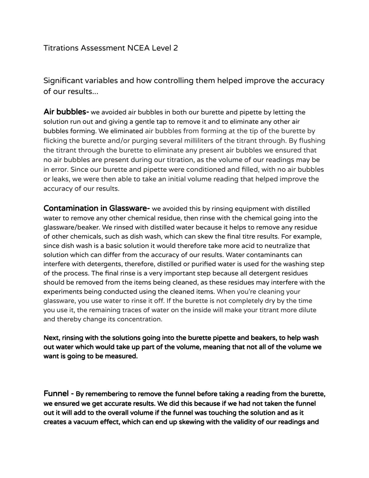 Titrations Assessment  - Page 1