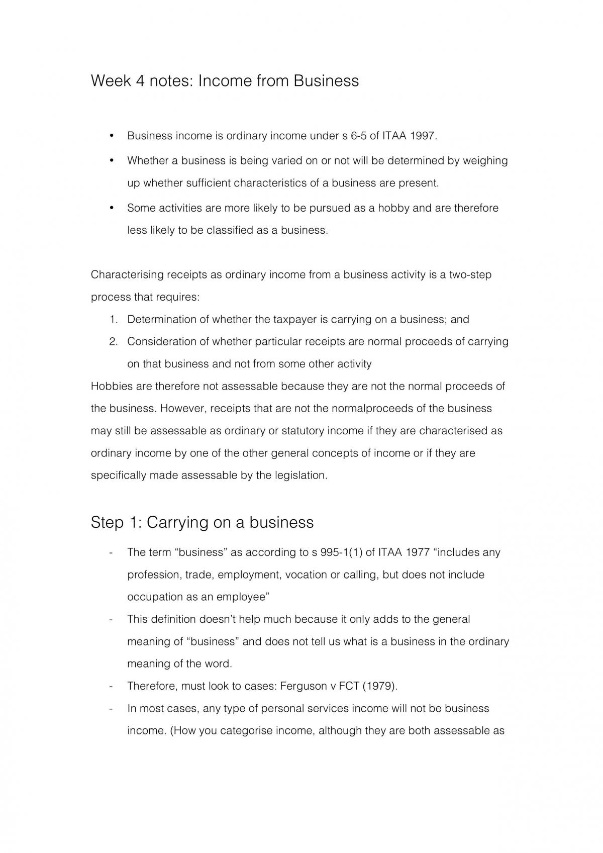 CLAW3201 Income from Business Detailed Notes - Page 1