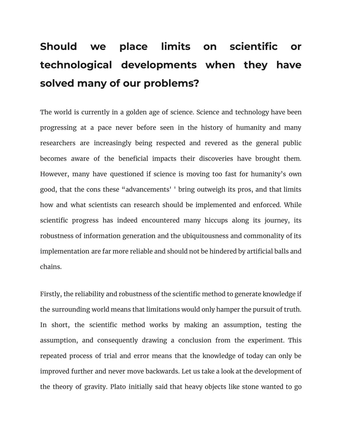Should we place limits on scientific or technological developments? - Page 1