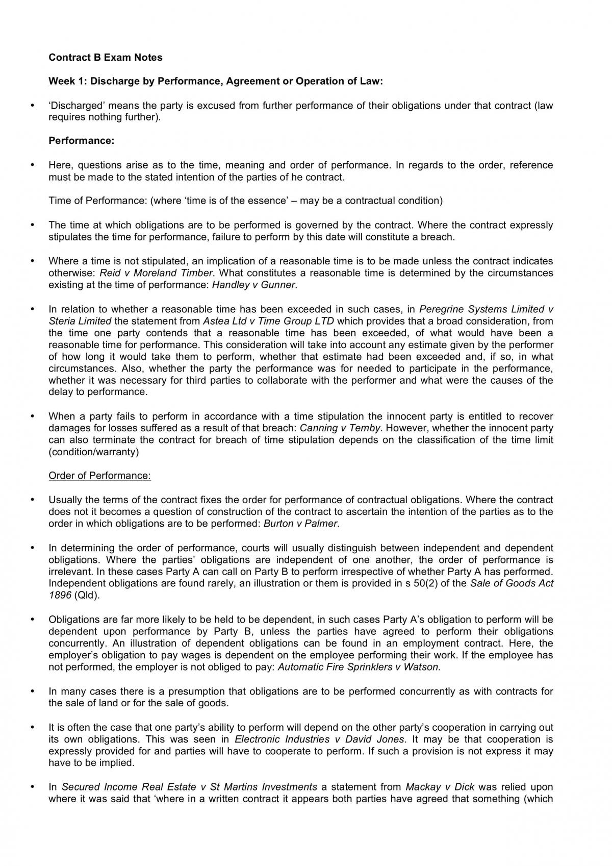 Contract Law B Notes (2012 - QLD) - Page 1