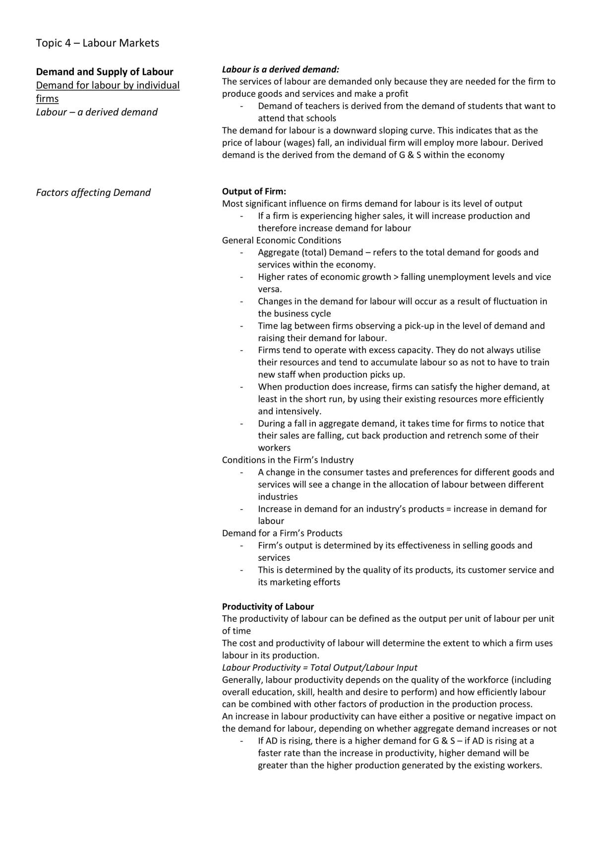 Year 11 Topic 4 Notes - Page 1