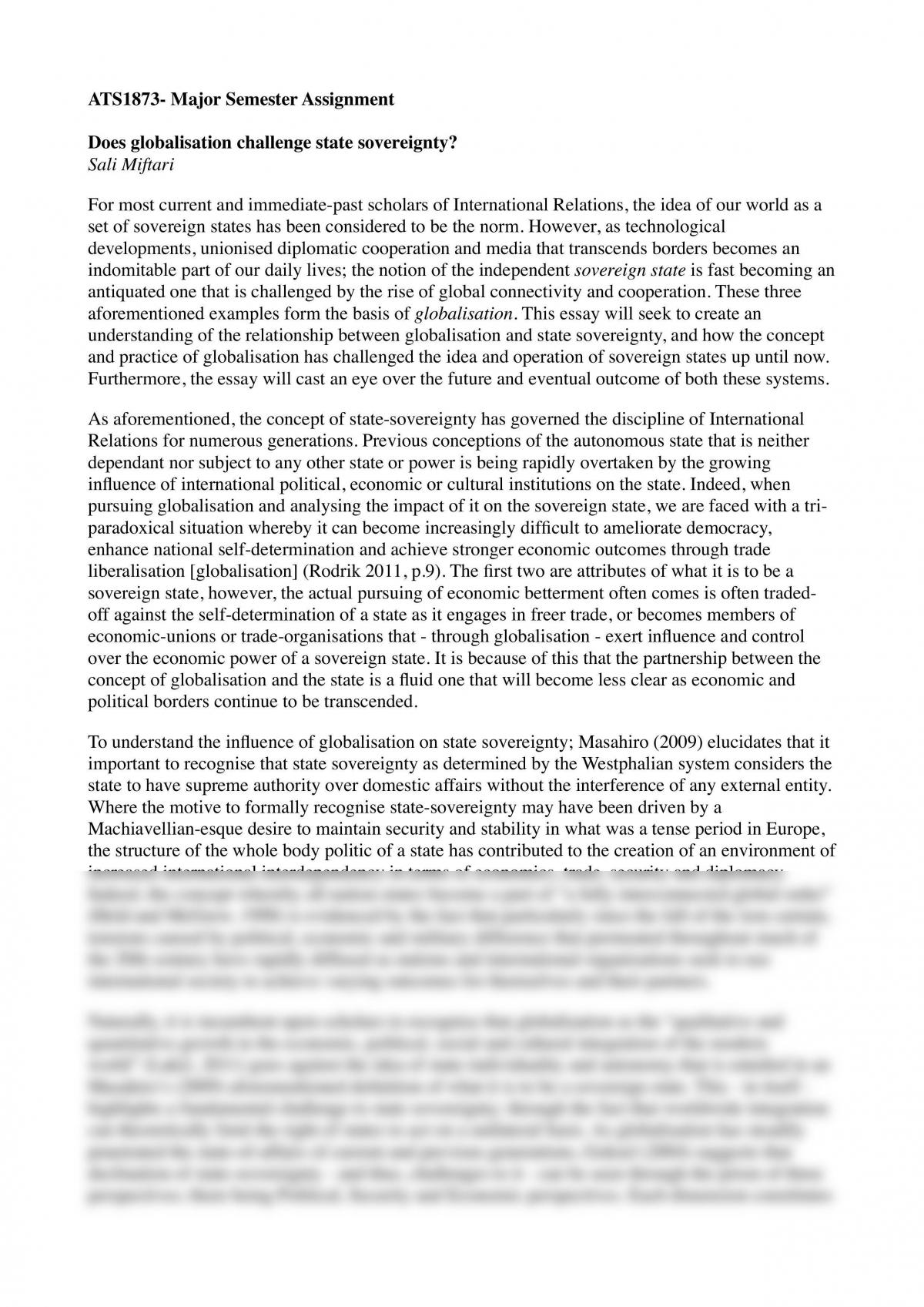 Globalisation and State Sovereignty - Page 1