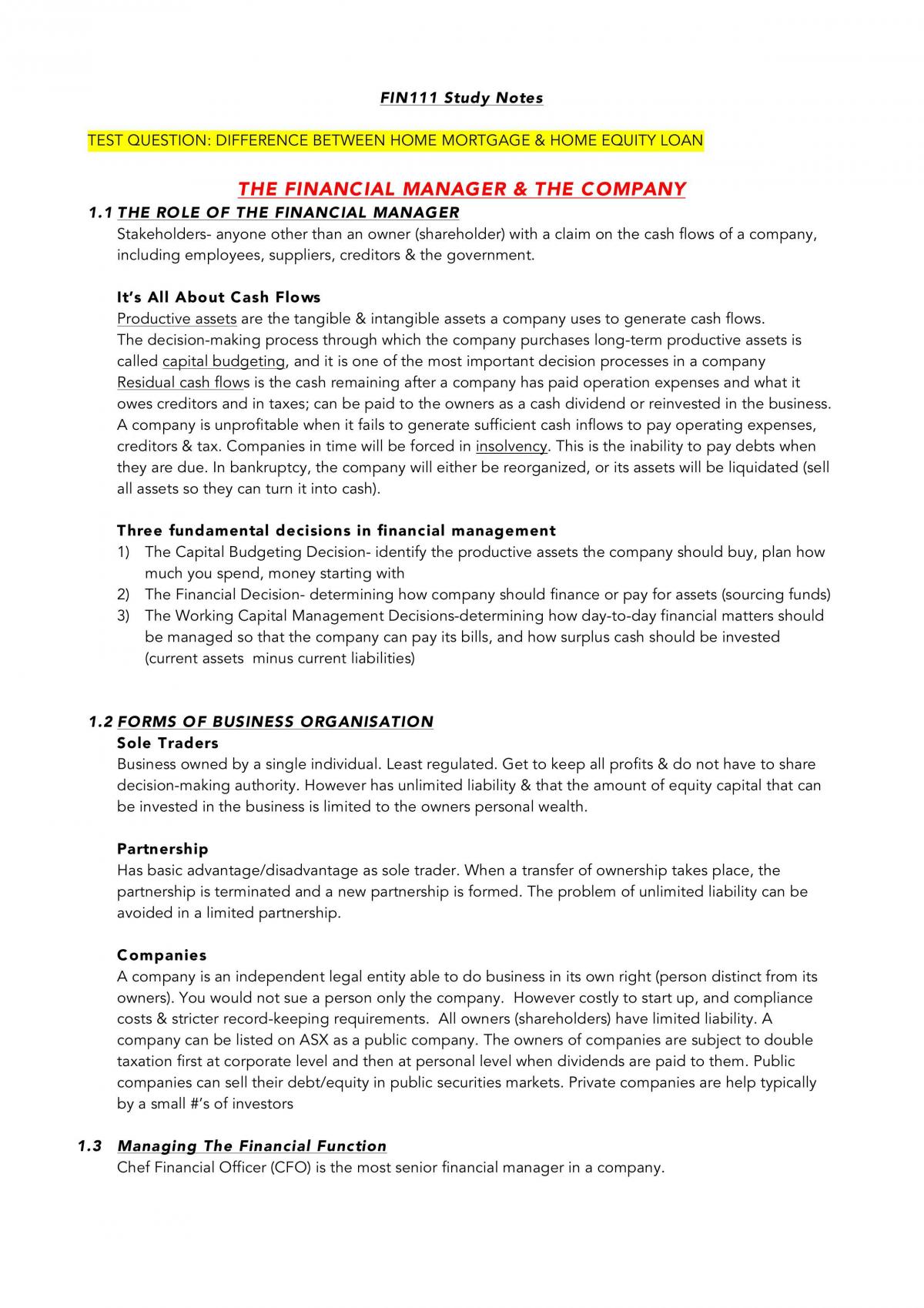 Introductory Principles of Finance - Page 1