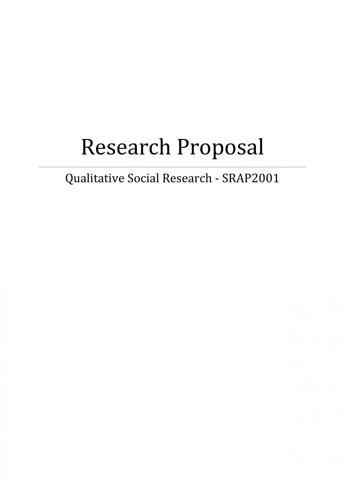 SRAP2001 Research Proposal - Page 1