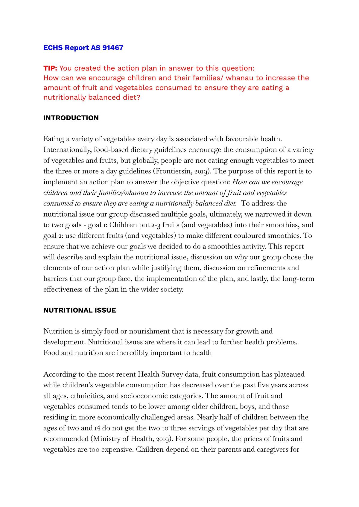 Creating An Action Plan - Page 1