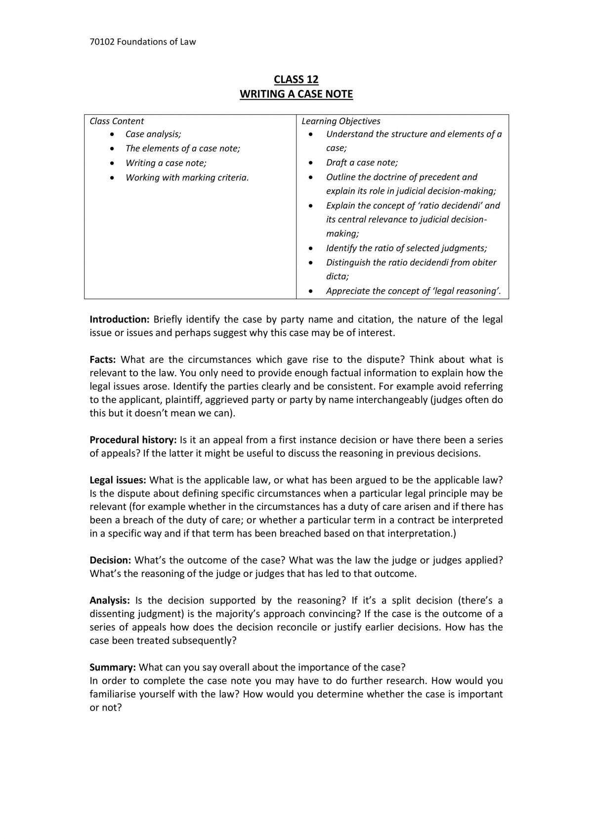 Foundations of Law Final Exam Notes- Autumn 2014 - Page 1