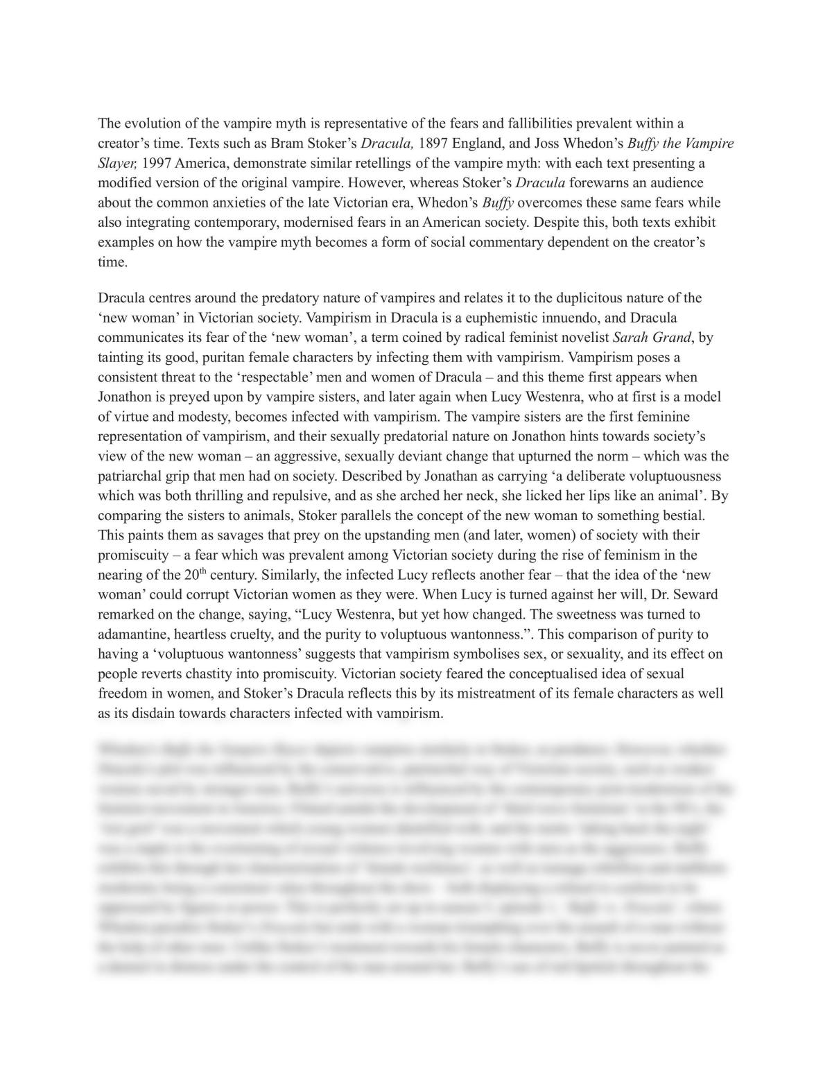 Ext 1 Buffy the vampire and Dracula essay - Page 1