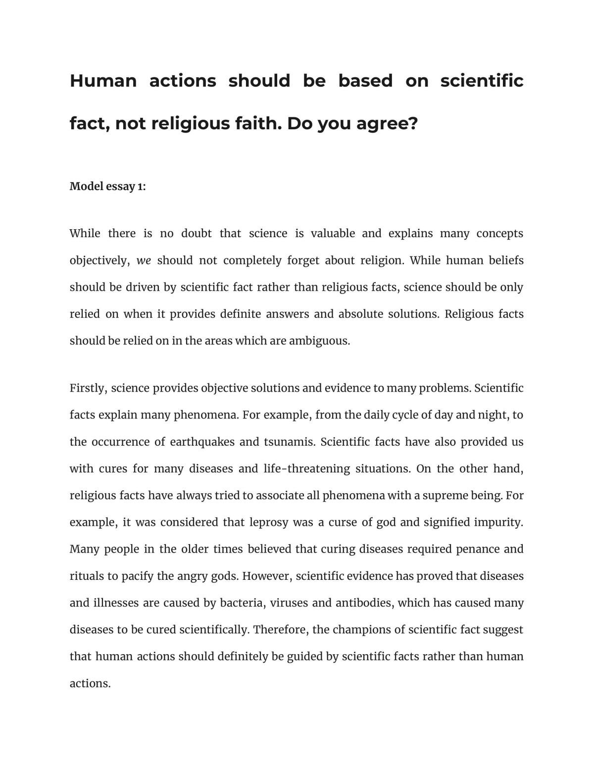 Human actions should be based on science and not faith - Page 1