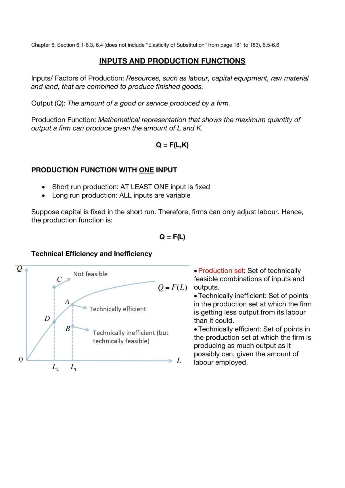 EC2101 Notes By Topics (Self Compiled)- Inputs and Production Functions  - Page 1