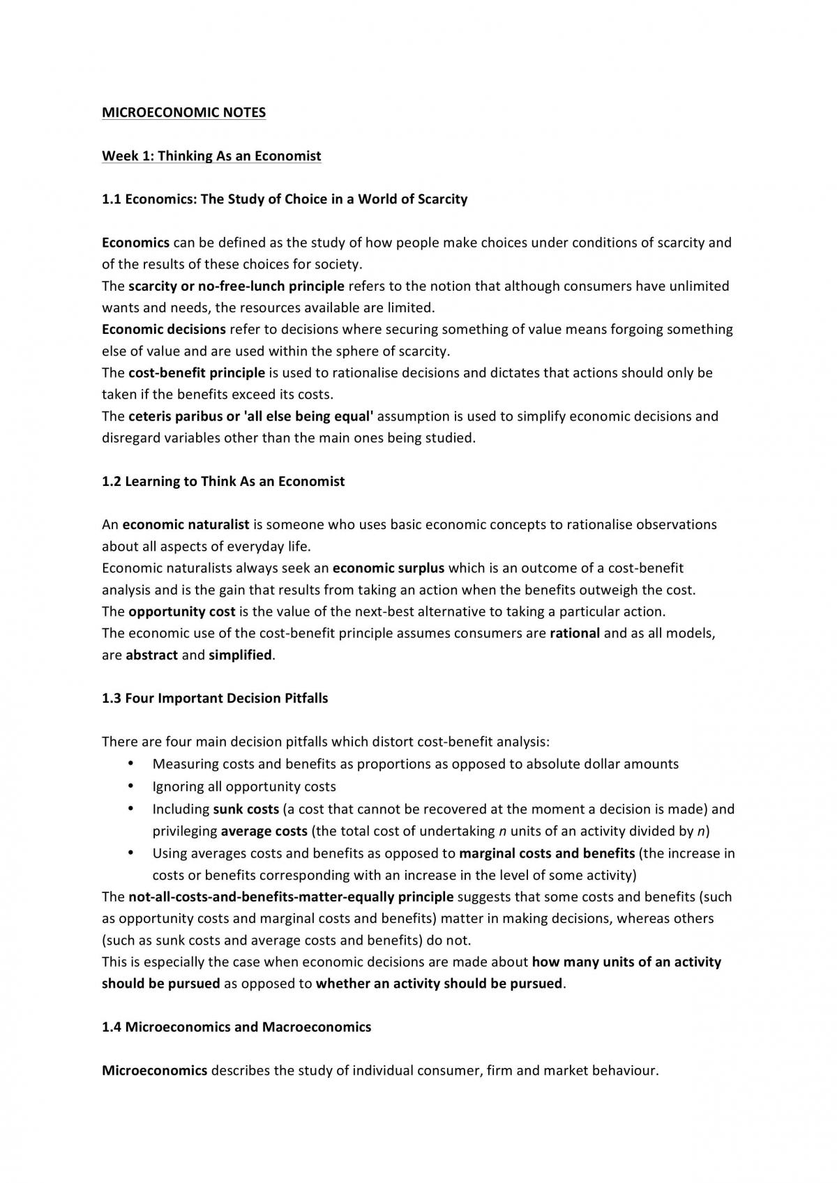 ECON1101 Study Notes - Page 1