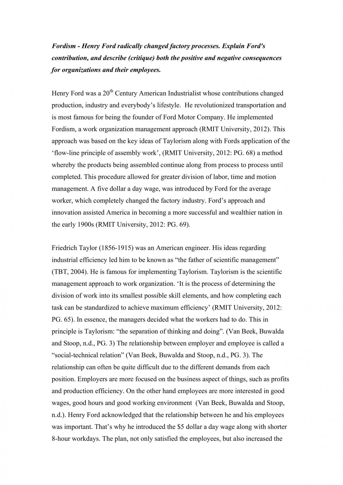 Fordism Essay - Page 1