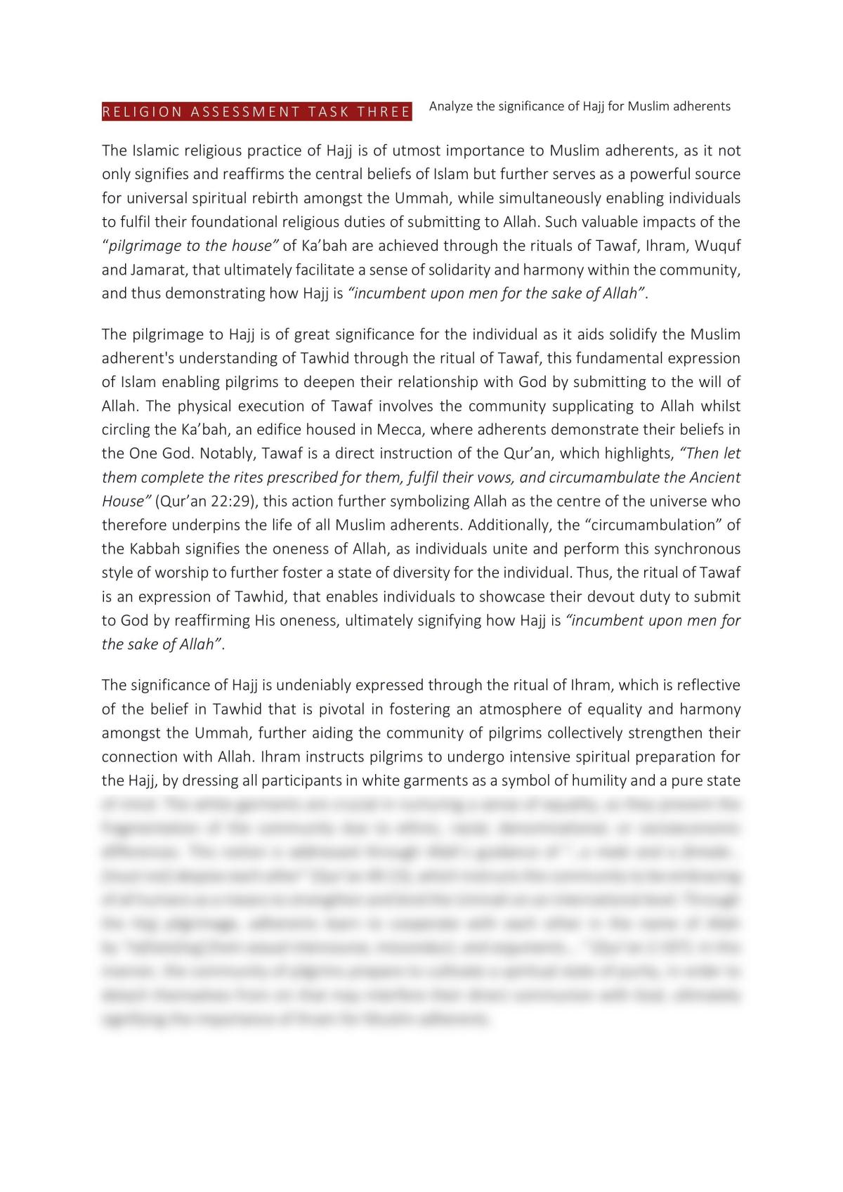 studies of religion hajj essay