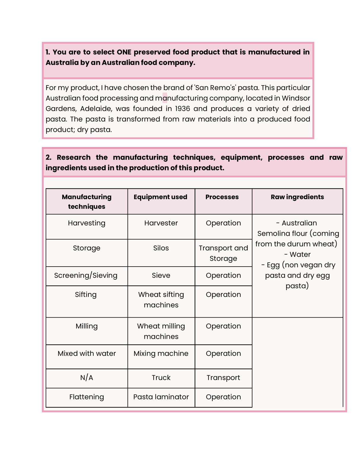 Food manufacture Assessment - HSC FOOD TECHNOLOGY - Page 3