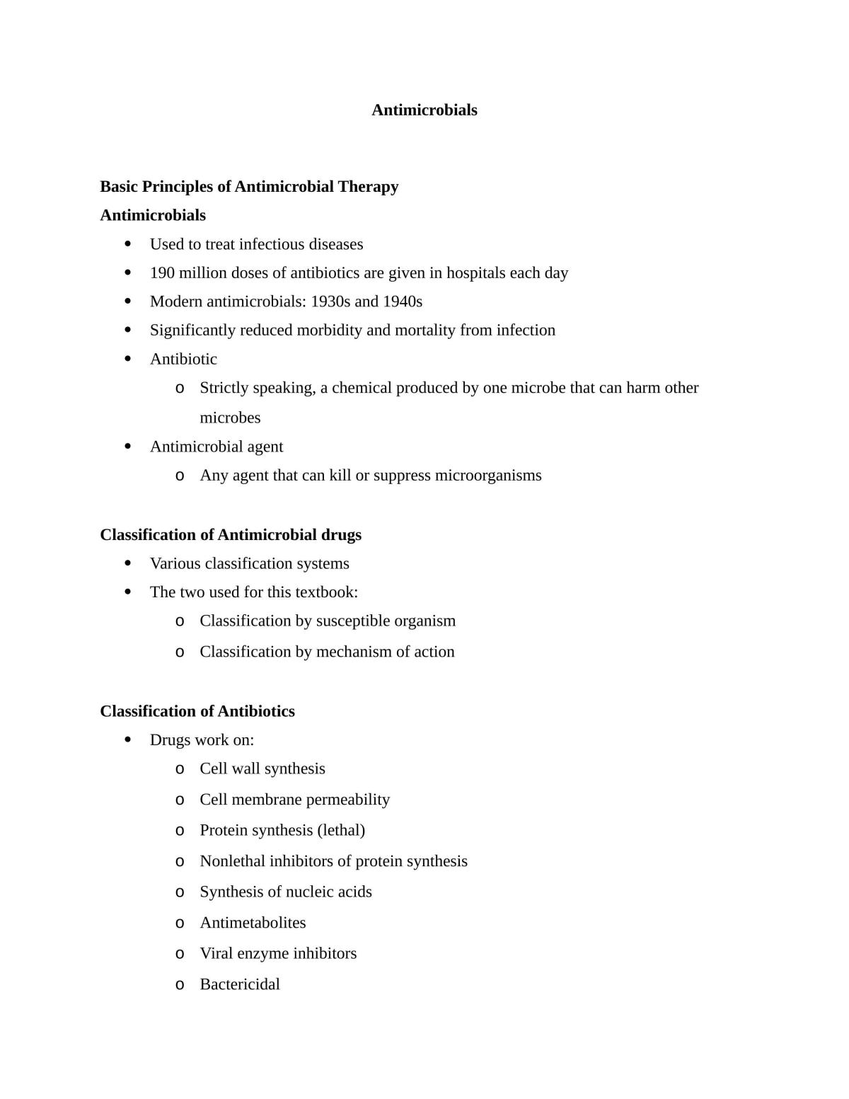Antimicrobial Therapeutics Notes - Page 1