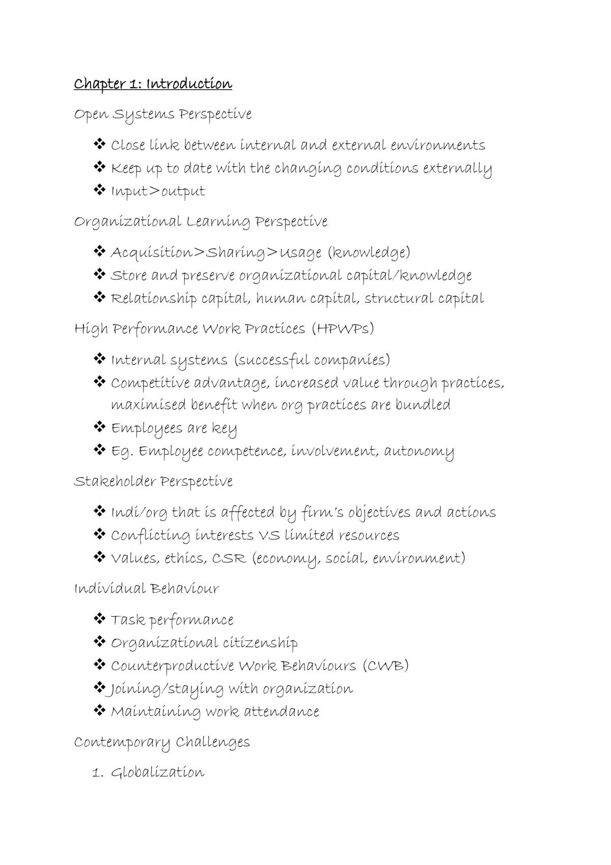 Organisational Behaviour Notes - Page 1