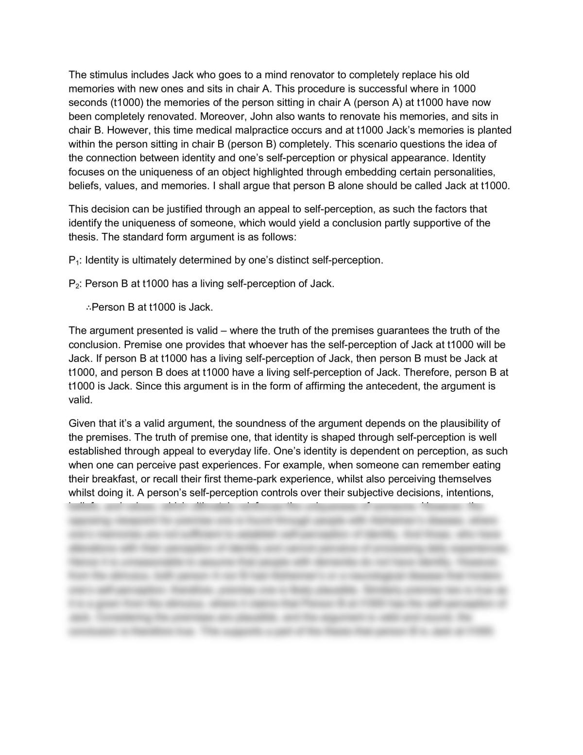 Philosophy Essay - Page 1