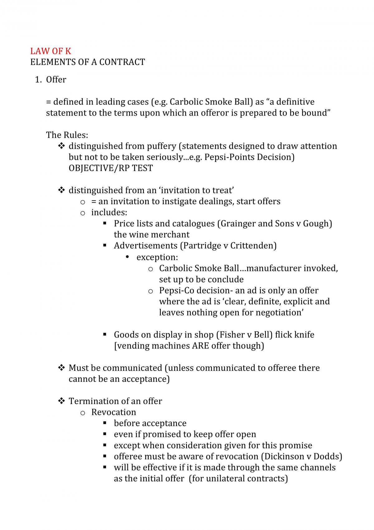 CLAW1001 Contracts Notes - Page 1
