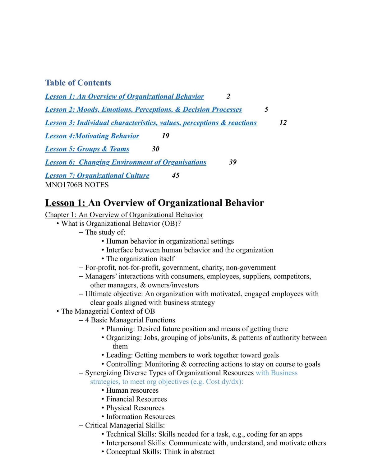 MNO1706X Notes - Page 1