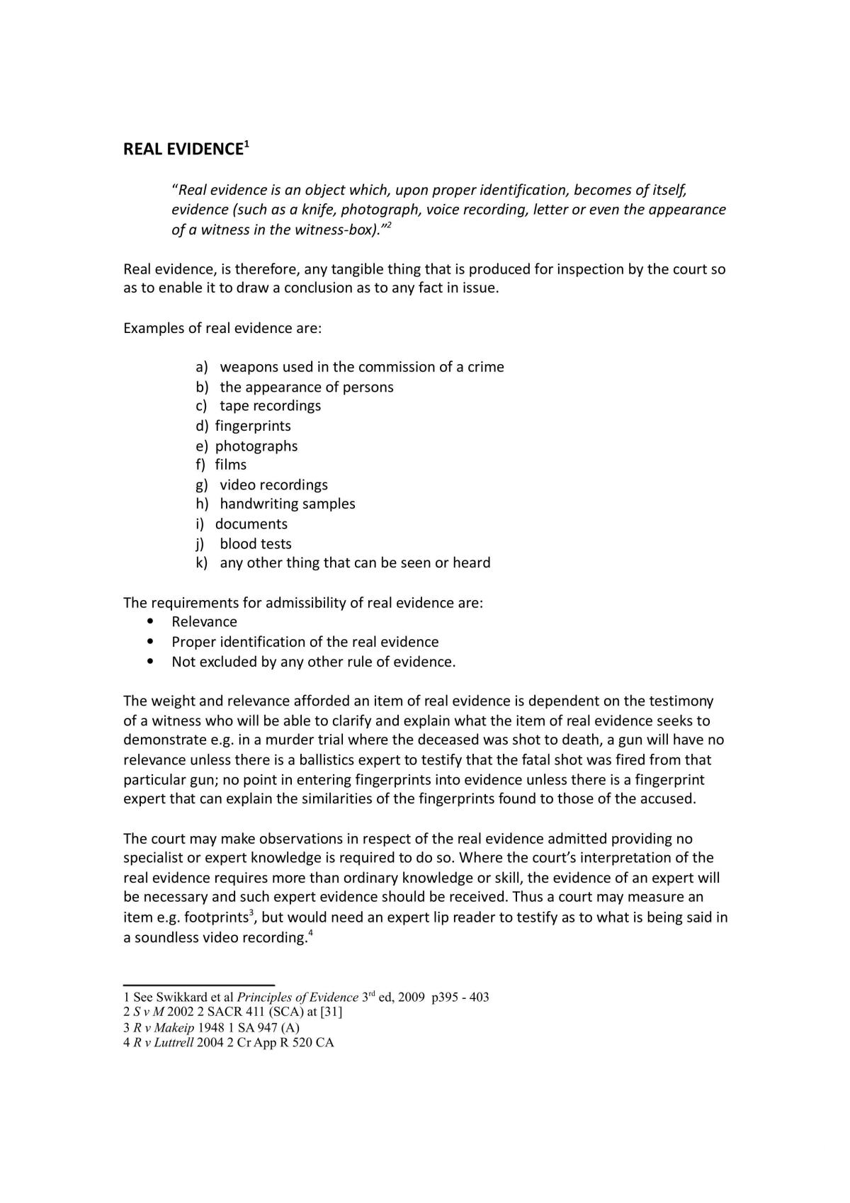 Law Of Evidence A Notes - Page 1