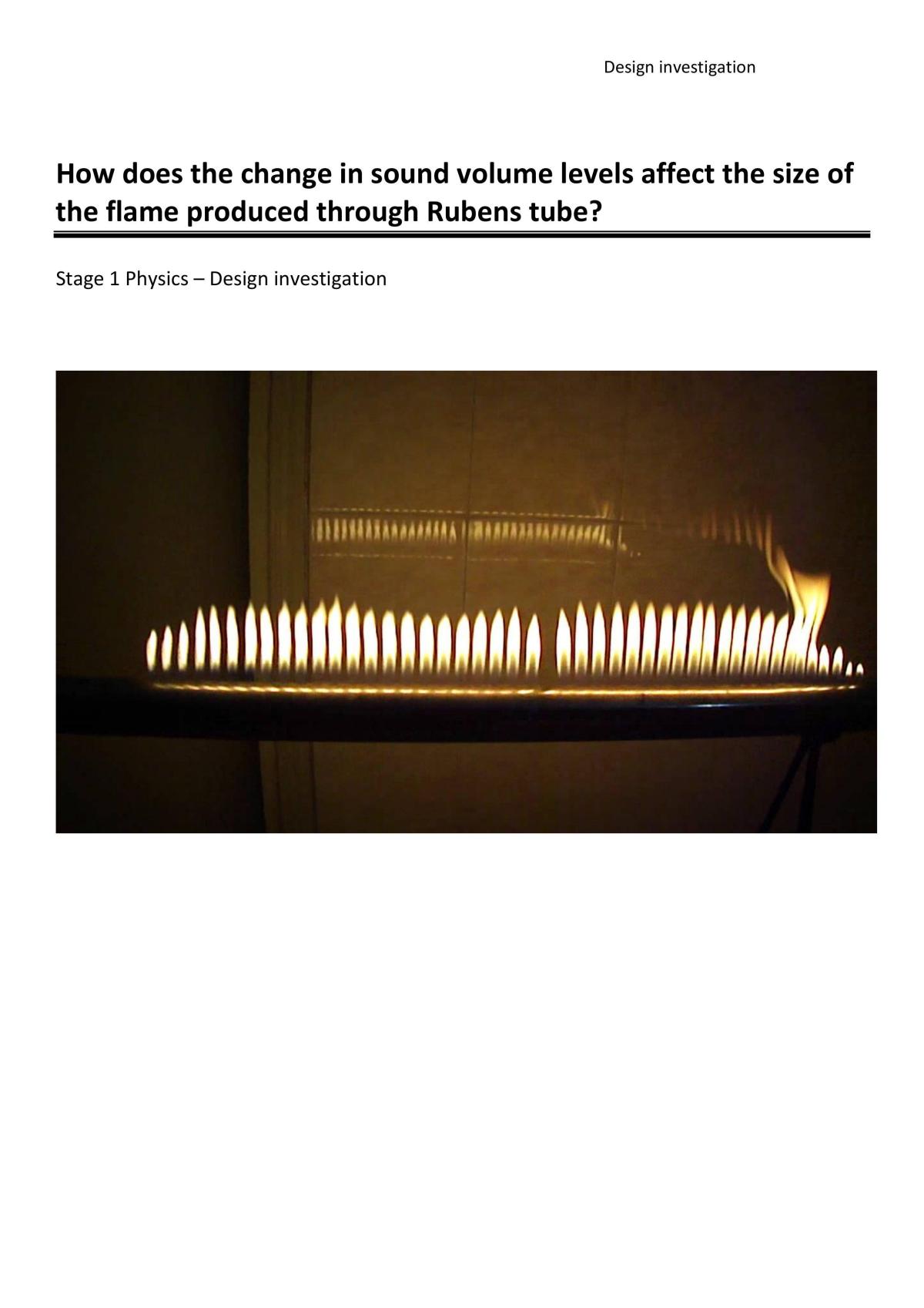 How does the change in sound volume levels affect the size of the flame produced through Rubens tube? - Page 1
