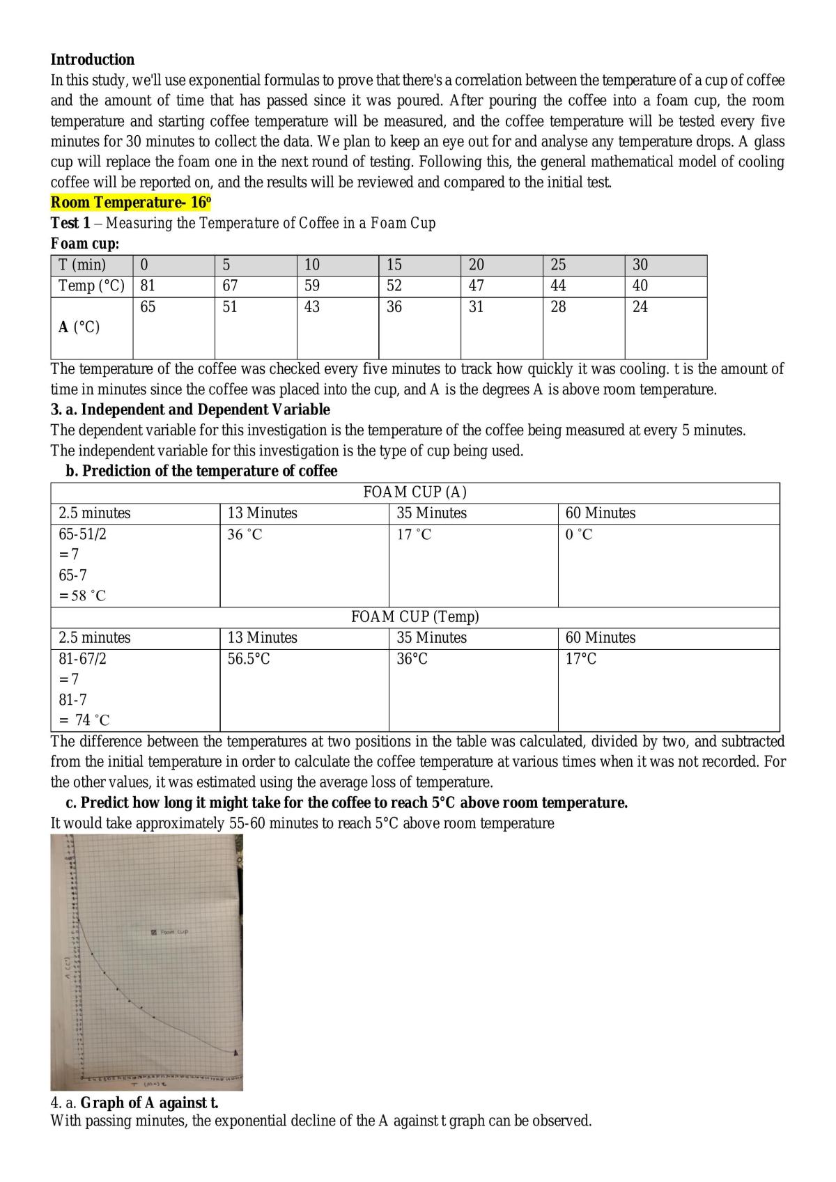 General Maths Coffee Cooling Investigation - Page 1