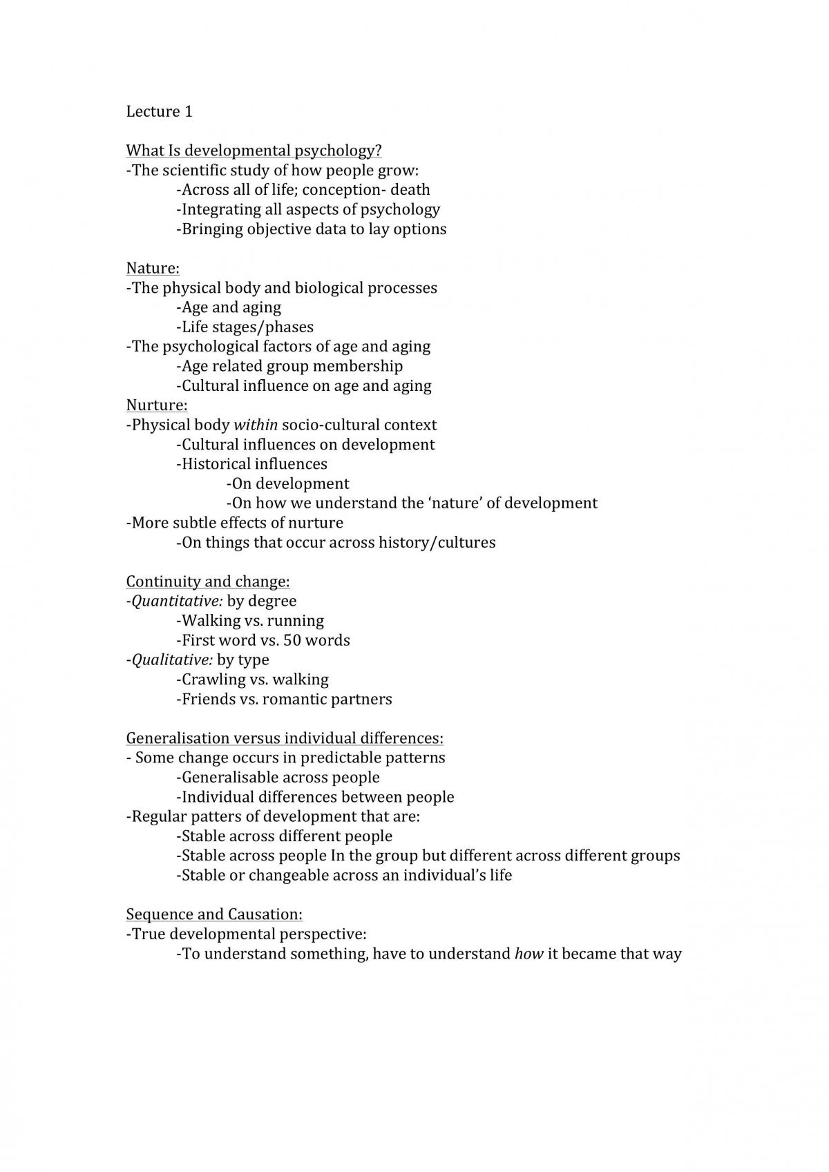 Developmental Psychology Complete Study notes  - Page 1