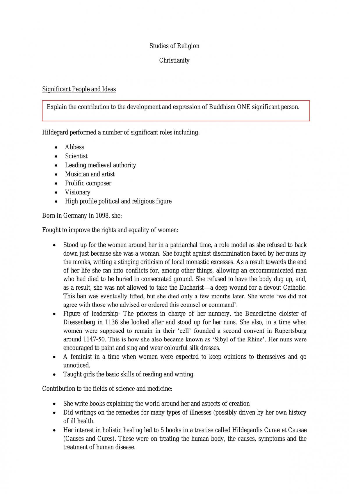 Christianity HSC Notes - Page 1
