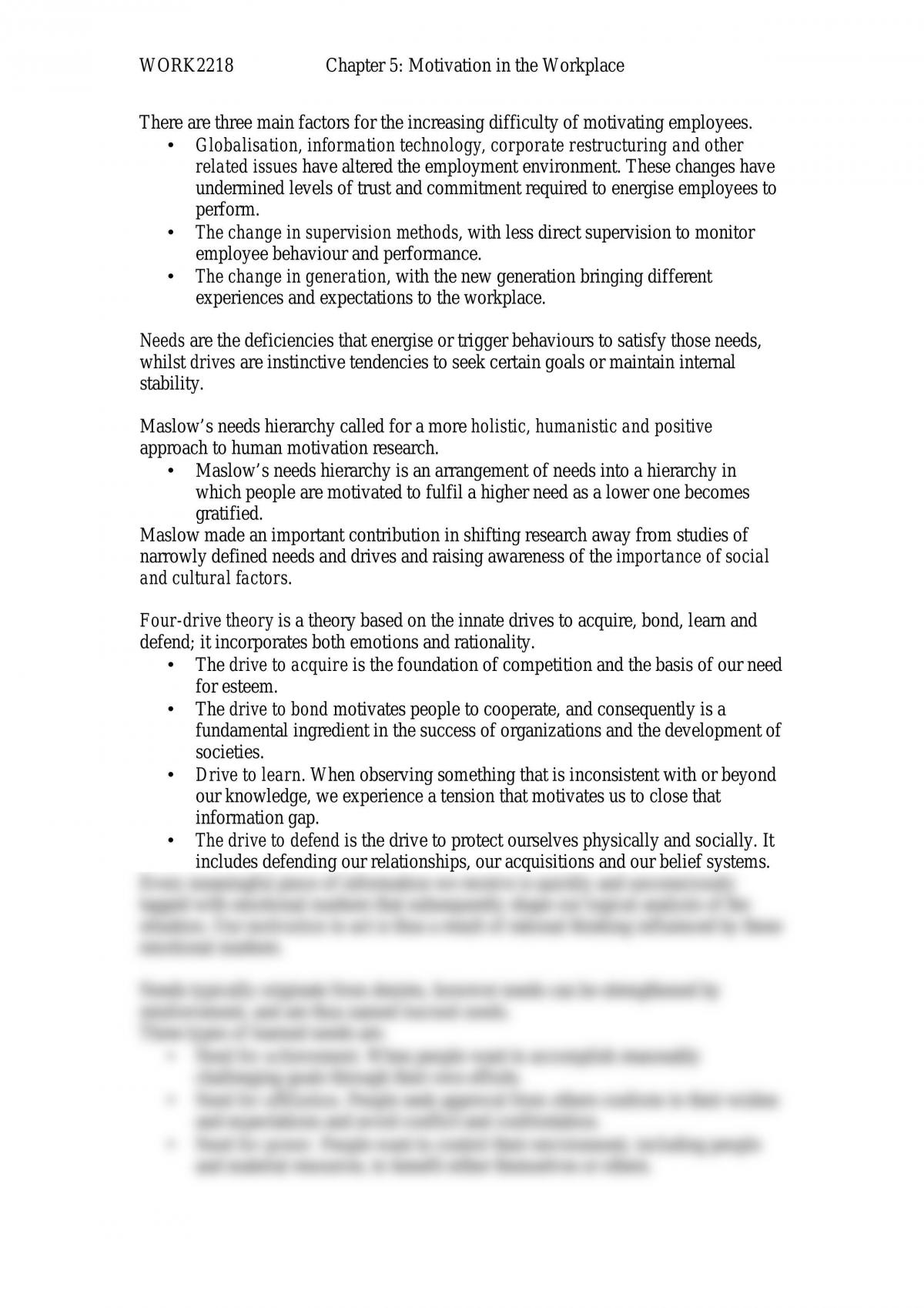 Business Info Technology-Motivation Notes For The Course - Page 1