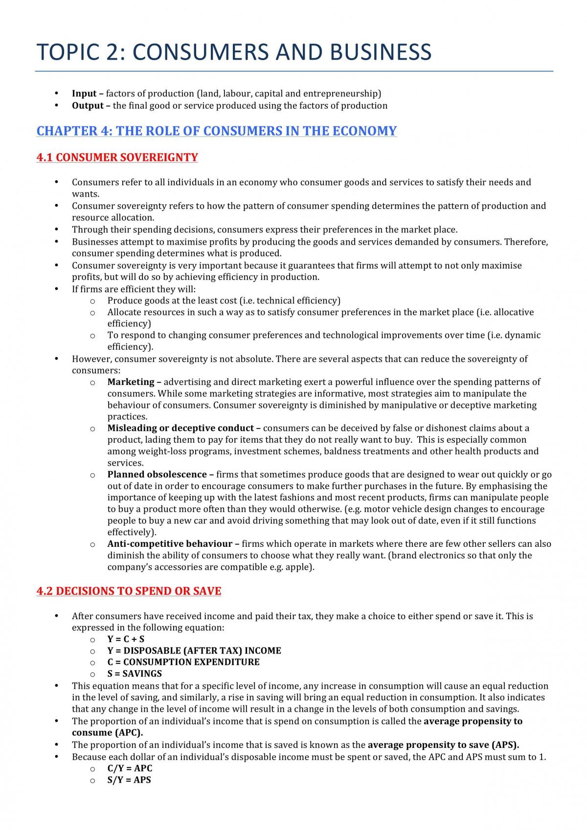 Complete two topic economics notes - Page 1