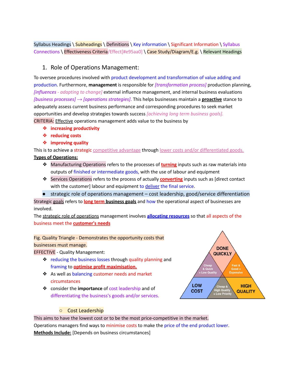 Operations Study Notes - Page 1