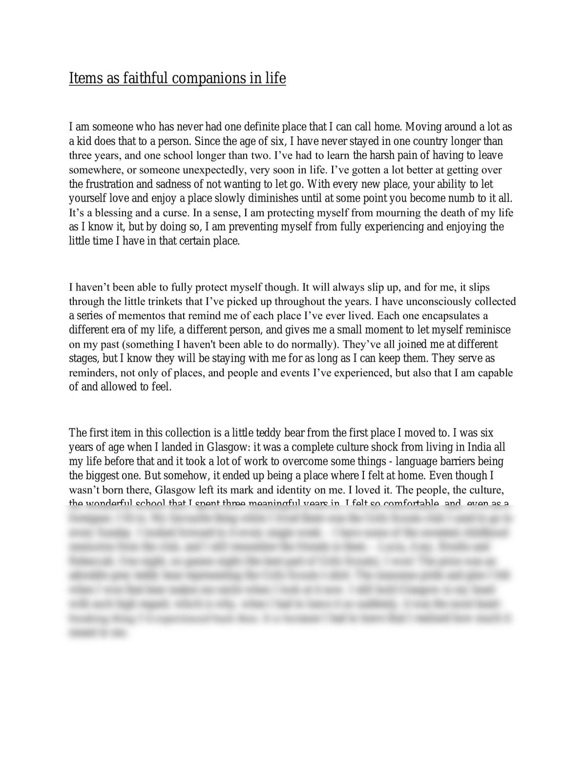 higher level english personal essay